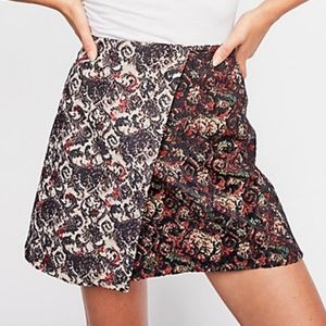 Free People Mixed Knit Jacquard mini wrap skirt